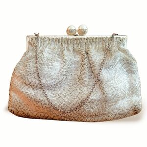 Vintage French Mid-Century Gold Brocade Frame Evening Bag